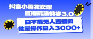 (11595期)抖音小雪花卖课直播玩法教学3.0,日不落无人直播间,批量操作日入3000+-聊项目