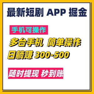 (11618期)最新短剧app掘金/日躺赚300到500/随时提现/秒到账-聊项目