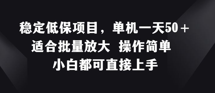 稳定低保项目，单机一天50+适合批量放大 操作简单 小白都可直接上手【揭秘】-聊项目