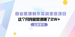 (11959期)商业微课制作实战变现项目,这个月我做微课赚了2W+-聊项目
