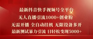 最新抖音快手视频号全平台无人直播引流1000+精准创业粉,日轻松变现5k+【揭秘】-聊项目