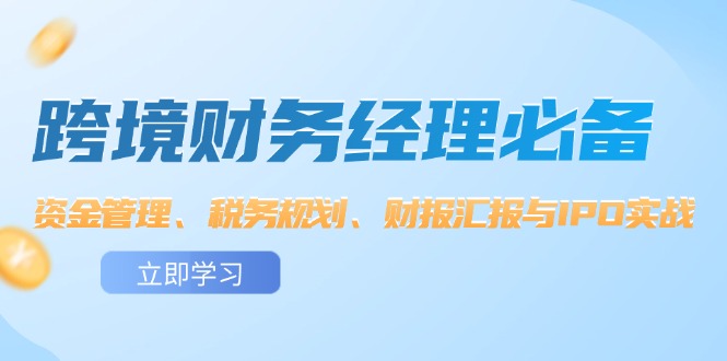 （12323期）跨境 财务经理必备：资金管理、税务规划、财报汇报与IPO实战-聊项目