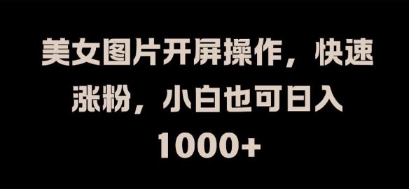 美女图片开屏操作，快速涨粉，小白也可日入1k【揭秘】-聊项目