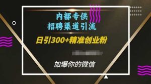 内部招聘渠道日引流300+创业粉,加爆你的微信【揭秘】-聊项目
