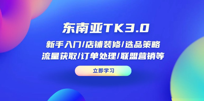 东南亚TK3.0：新手入门/店铺装修/选品策略/流量获取/订单处理/联盟营销等-聊项目