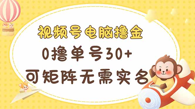 视频号电脑撸金 0撸单号30+ 可矩阵 无需实名多号多得-聊项目