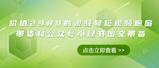 价值2980的视频号短视频橱窗带货和公众号小绿书图文带货-聊项目
