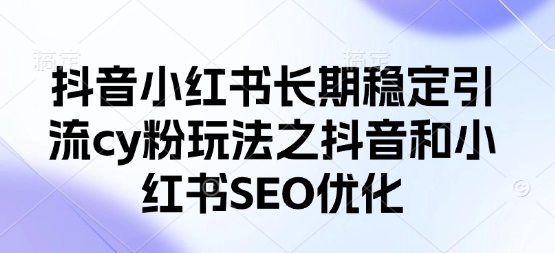 抖音小红书长期稳定引流cy粉玩法之抖音和小红书SEO优化-聊项目