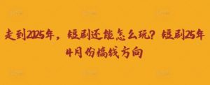 走到2025年，短剧还能怎么玩？短剧25年4月份搞钱方向-聊项目
