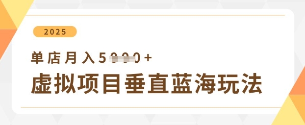 虚拟项目垂直玩法，实现单店月入5k+-聊项目