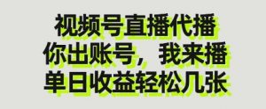 视频号直播代播，你出账号我来播，单日收益轻松几张【揭秘】-聊项目