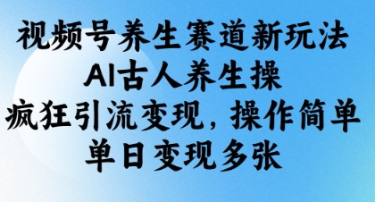 视频号养生赛道新玩法，AI古人养生操，疯狂引流变现，操作简单，单日变现多张-聊项目