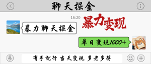 暴力聊天掘金 有手就行当天变现 多劳多得 单日变现1000+-聊项目