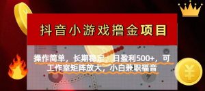 【抖音小游戏发行人计划项目】操作简单，长期稳定，日盈利500+，可工作…-聊项目
