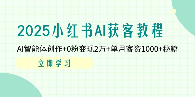 2025小红书AI获客教程：AI智能体创作+0粉变现2万+单月客资1000+秘籍-聊项目
