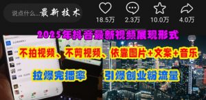 抖音最新视频展现形式，不拍视频、不剪视频、依靠图片+文案助推热门，引爆创业粉-聊项目