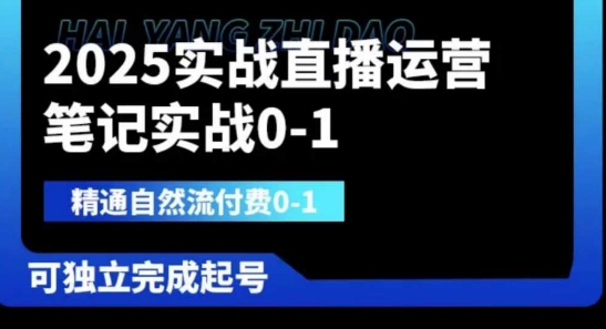 2025实战直播运营0-1，精通自然流付费0-1，可独立完成起号-聊项目