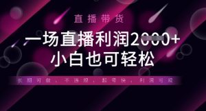 半无人直播带货，一场利润数张，适合所有平台玩法，小白也可轻松-聊项目