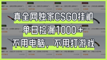 真全网独家CSGO挂G，单日捡漏1k+【揭秘】-聊项目