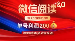 微信阅读8.0玩法！！0撸，没有任何成本有手就行，一天利润200+-聊项目
