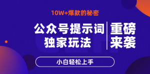 公众号提示词玩法，10W+爆文最简单快速的方法，小白轻松上手-聊项目