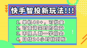 快手智投新玩法,单机日入40+,可批量,可查询实时收益,收益日结24小…-聊项目