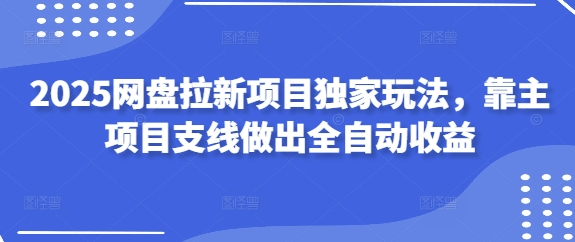 2025网盘拉新项目独家玩法，靠主项目支线做出全自动收益-聊项目