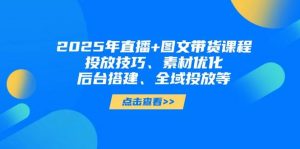 2025年短视频图文带货+直播带货：投放技巧、素材优化、后台搭建、全域投放等-聊项目