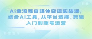 Ai全流程自媒体变现实战课,结合AI工具,从平台选择、剪辑入门到账号运营-聊项目