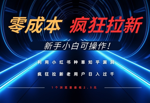 利用小红书种草知乎漏洞，零成本疯狂拉新日入数张，新手小白可操作-聊项目