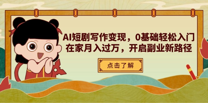 AI短剧写作变现，0基础轻松入门，在家月入过万，开启副业新路径-聊项目