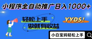2025年最新风口,小程序自动推广,,稳定日入1000+,小白轻松上手-聊项目