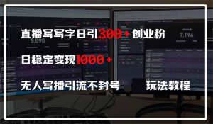 直播写写字日引300+创业粉,日稳定变现600+无人写播引流不封号,玩法教程-聊项目