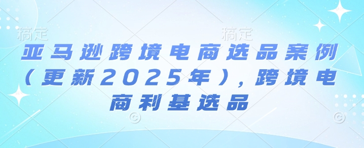 亚马逊跨境电商选品案例(更新2025年4月)，跨境电商利基选品-聊项目