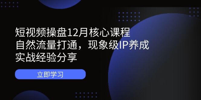 短视频操盘12月核心课程：自然流量打通，现象级IP养成，实战经验分享-聊项目