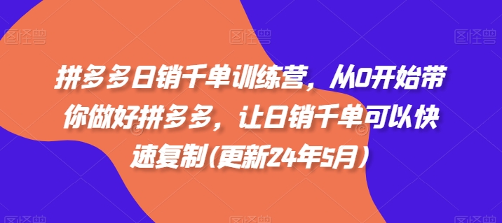 拼多多日销千单训练营，从0开始带你做好拼多多，让日销千单可以快速复制(更新25年4月)-聊项目