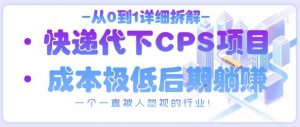 从0到1详细拆解快递代下CPS项目,一个一直被人忽视的行业!-聊项目