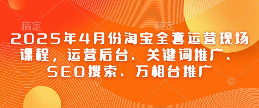 2025年4月份淘宝全套运营现场课程，运营后台、关键词推广、SEO搜索、万相台推广-聊项目