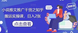 小说推文推广干货之知乎搬运实操课,日入2张-聊项目