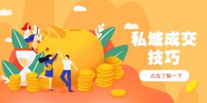 私域成交技巧,帮你从入门到精通,破解四大痛点,快速变现,轻松收钱-聊项目