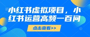 小红书虚拟项目，小红书运营高频一百问【文档】-聊项目
