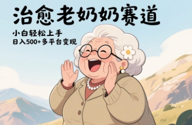 视频号治愈老奶奶赛道，小白轻松上手，日入多张，多平台变现-聊项目
