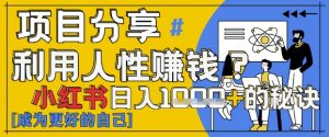 小红书日入1k+？揭秘人性洞察力，小白3分钟上手，点赞爆棚！-聊项目