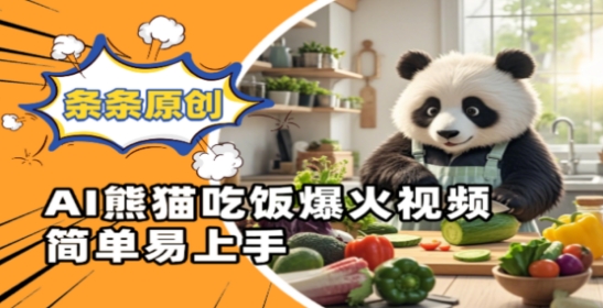 Ai熊猫吃饭爆火视频，条条原创，简单易上手-聊项目