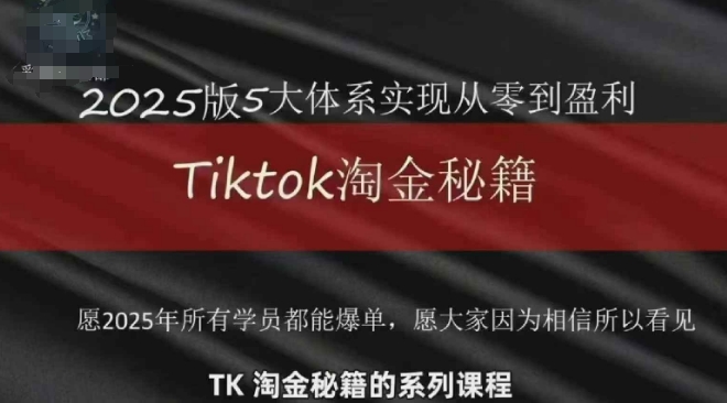 TikTok跨境2025淘金秘籍，​2025TikTok从0到盈利变现-聊项目