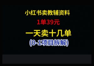 小红书卖小学教辅资料，1单39，1天十几单-聊项目