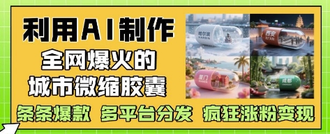 利用AI制作全网爆火的城市微缩胶囊，条条爆款， 多平台分发，疯狂涨粉变现-聊项目