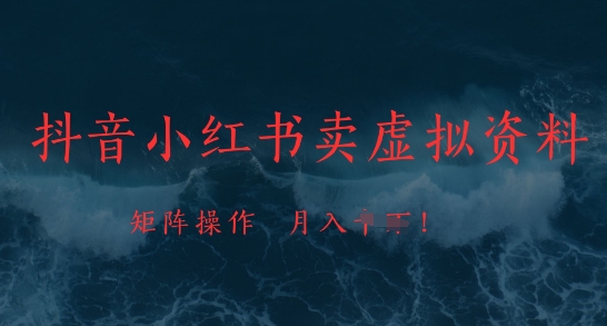 抖音小红书卖虚拟资料，市场需求一直存在，矩阵操作，月入1w+-聊项目