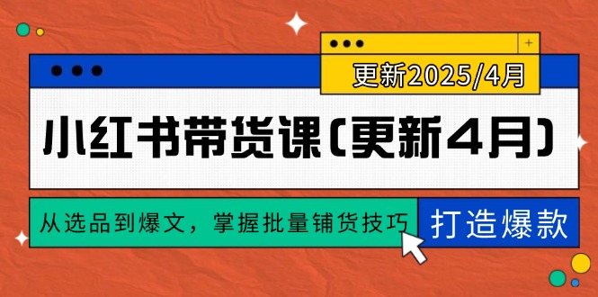 小红书带货课(更新4月-聊项目