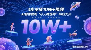 3步生成10W+视频，AI制作微观“小人物世界”科幻大片，条条万赞，1条作品涨粉2.3W-聊项目
